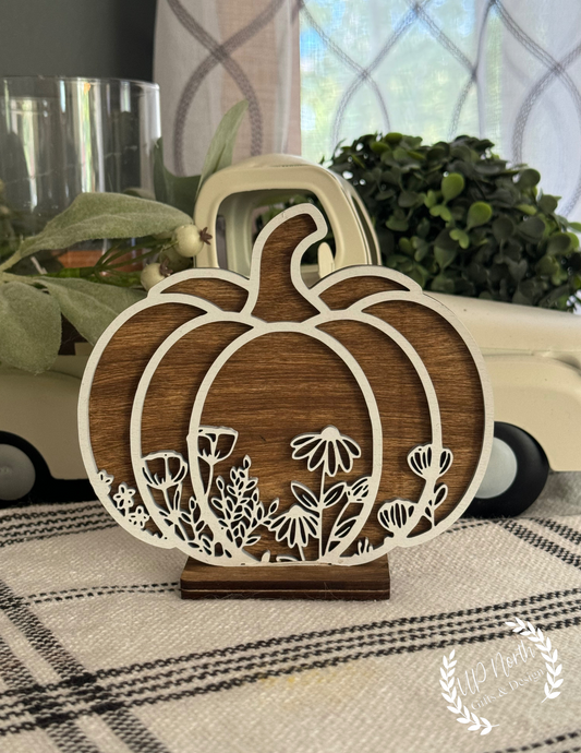 Wildflower Wooden Pumpkin Fall Decor