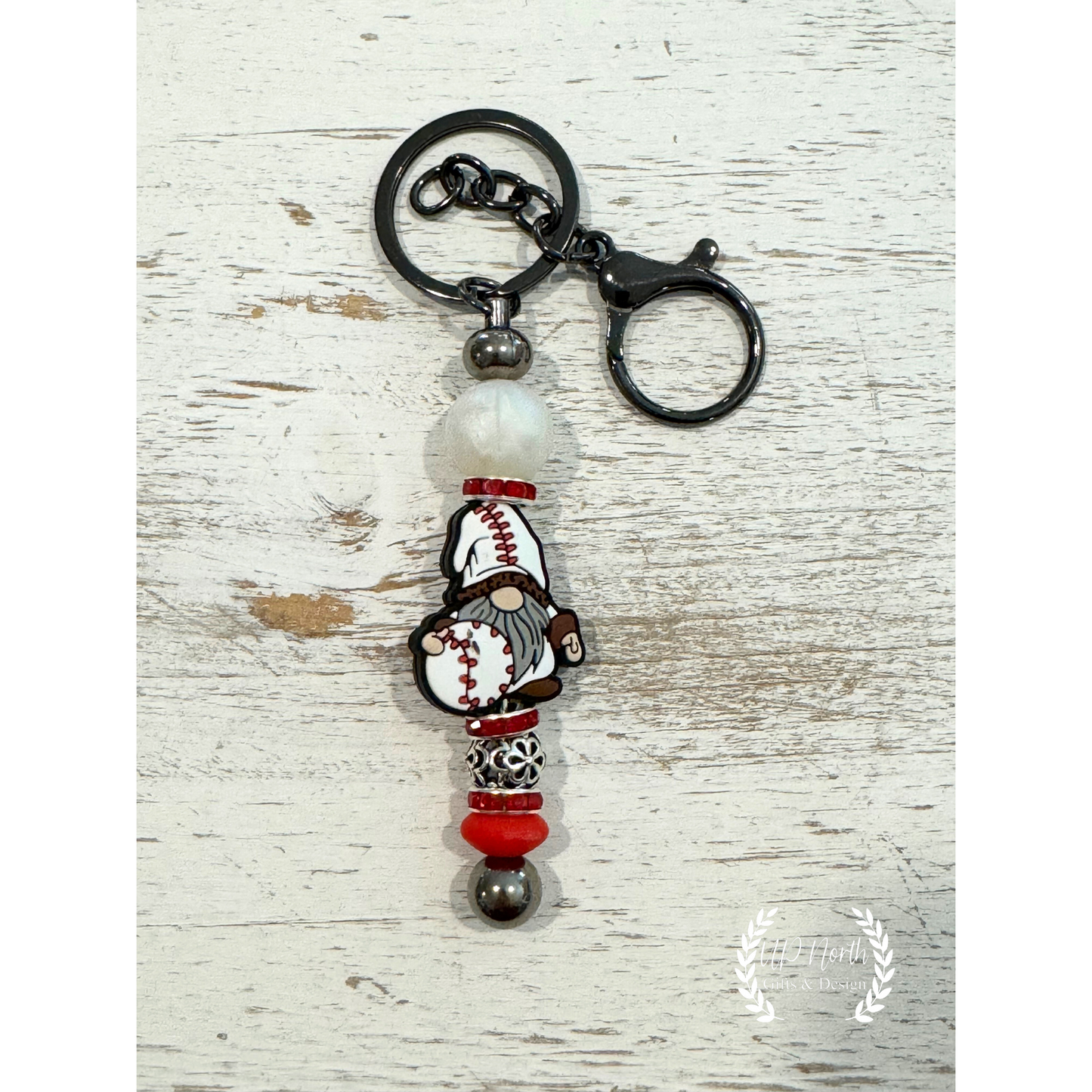 Baseball Gnome Themed Keychain, Stylus and Stylus Pen Set