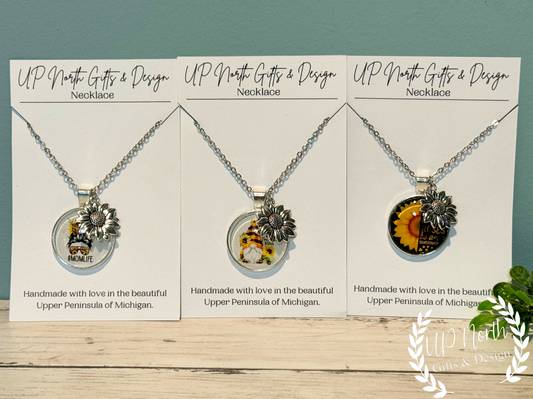 Sunflower Themed Charm Necklaces