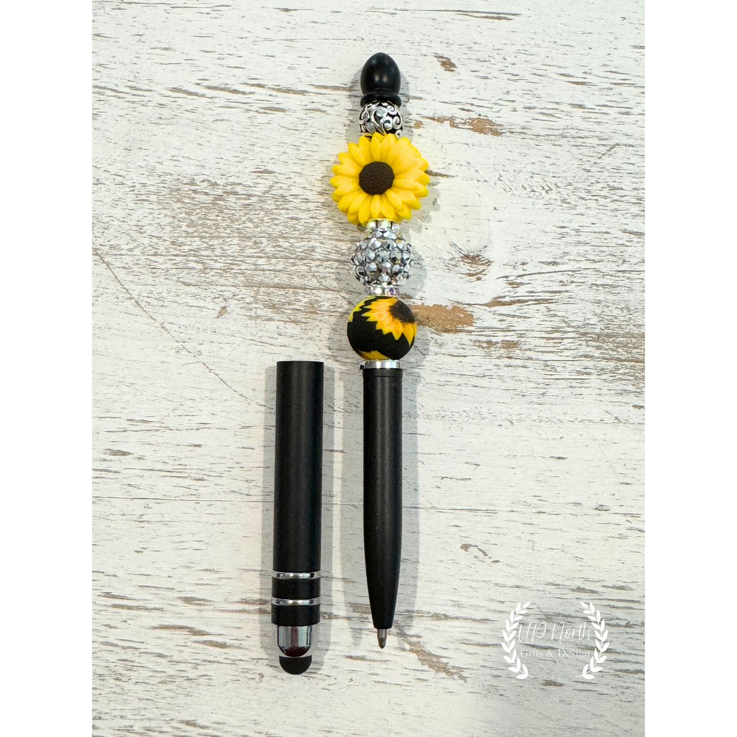 Sunflower Themed Beaded Pen, Keychain & Stylus Pen