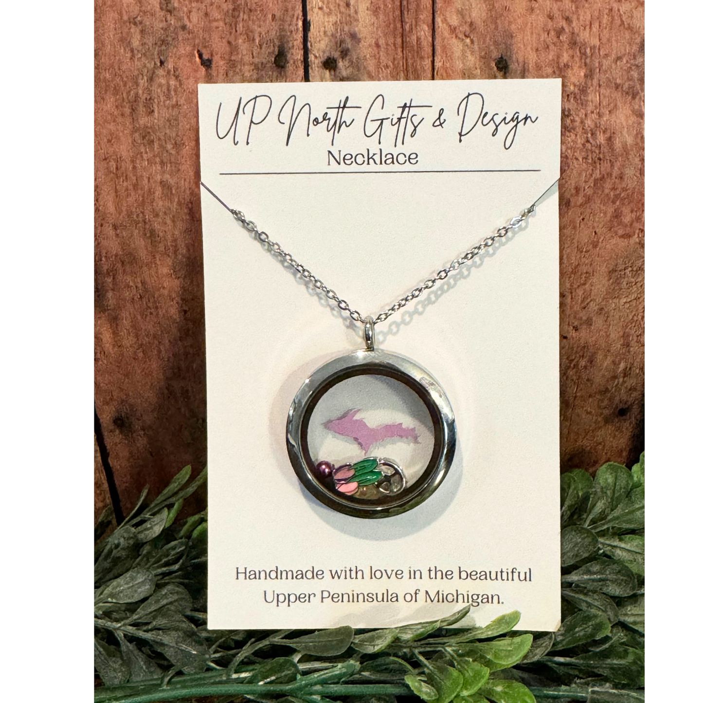 U.P. Stainless Steel Purple Locket With Metal Charms