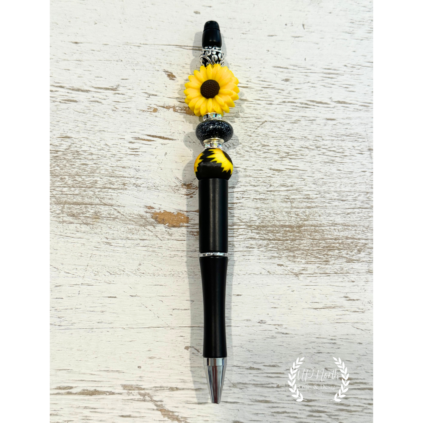 Sunflower Themed Beaded Pen, Keychain & Stylus Pen