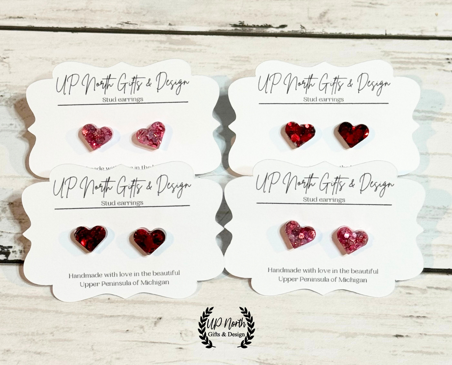 Glitter Heart Stud Earrings