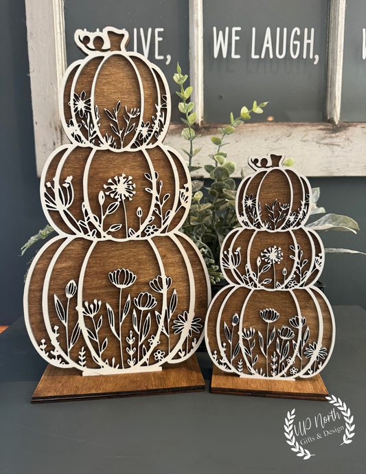 Stacked Wildflower Farmhouse Style Pumpkin Decor