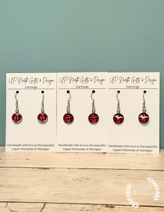 U.P. Red and Black Plaid Dangle Earrings