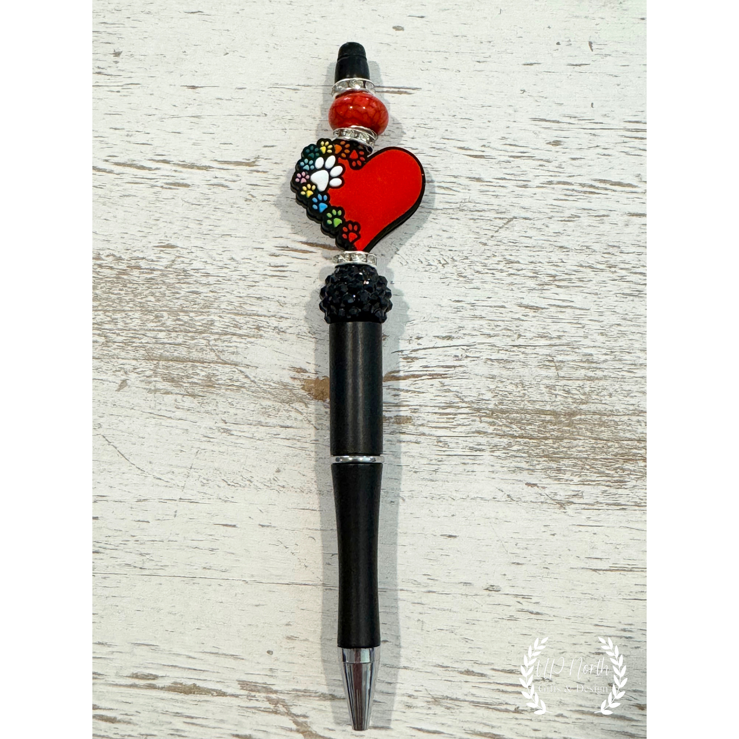 Low Pawprint heart Keychain, Stylus Pen and Twist-Style Pen