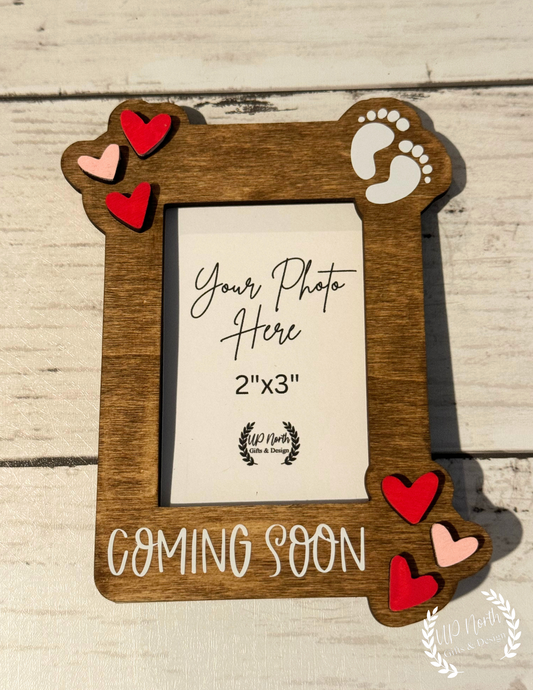 Coming Soon Wooden Baby Magnet Photo Frame