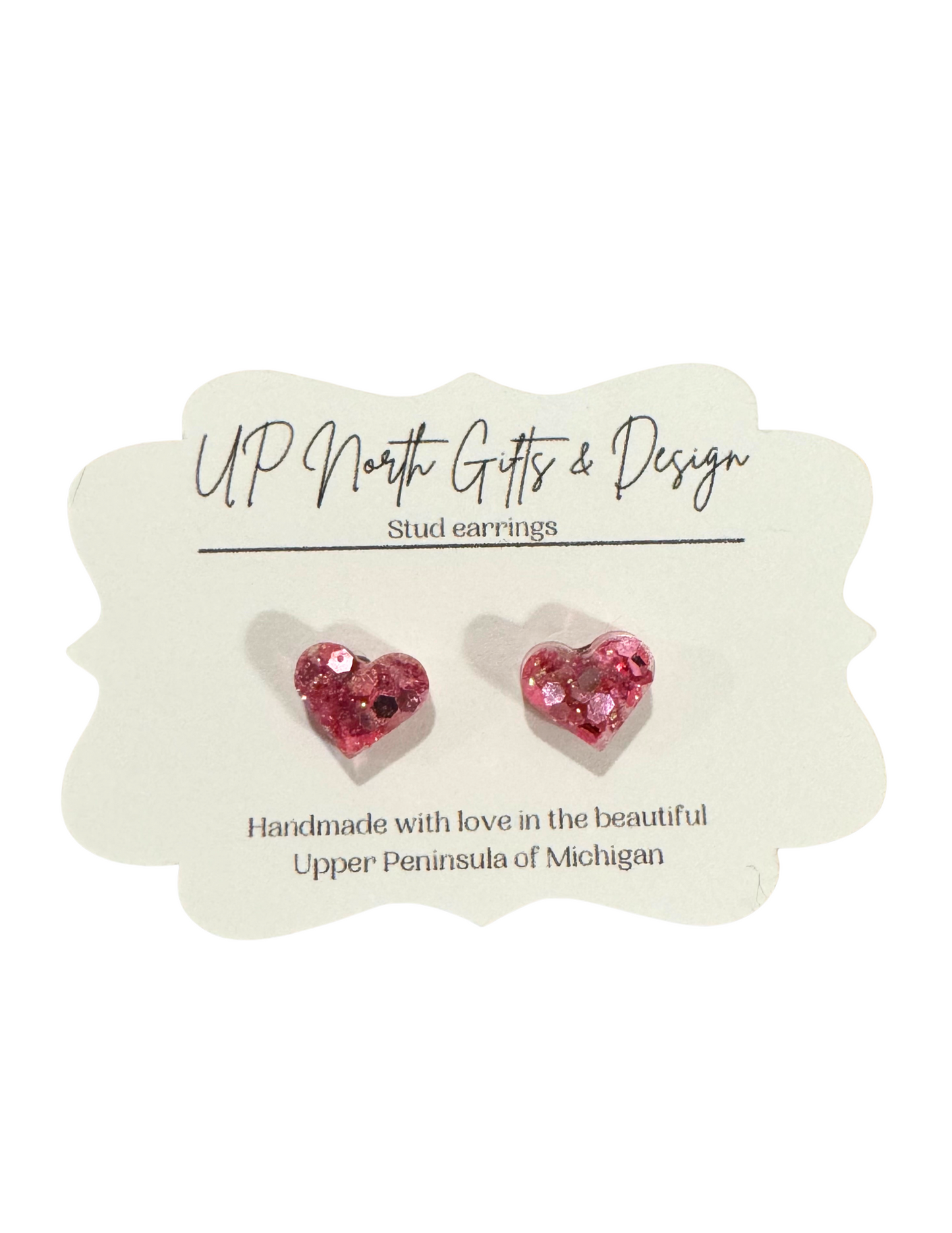 Glitter Heart Stud Earrings