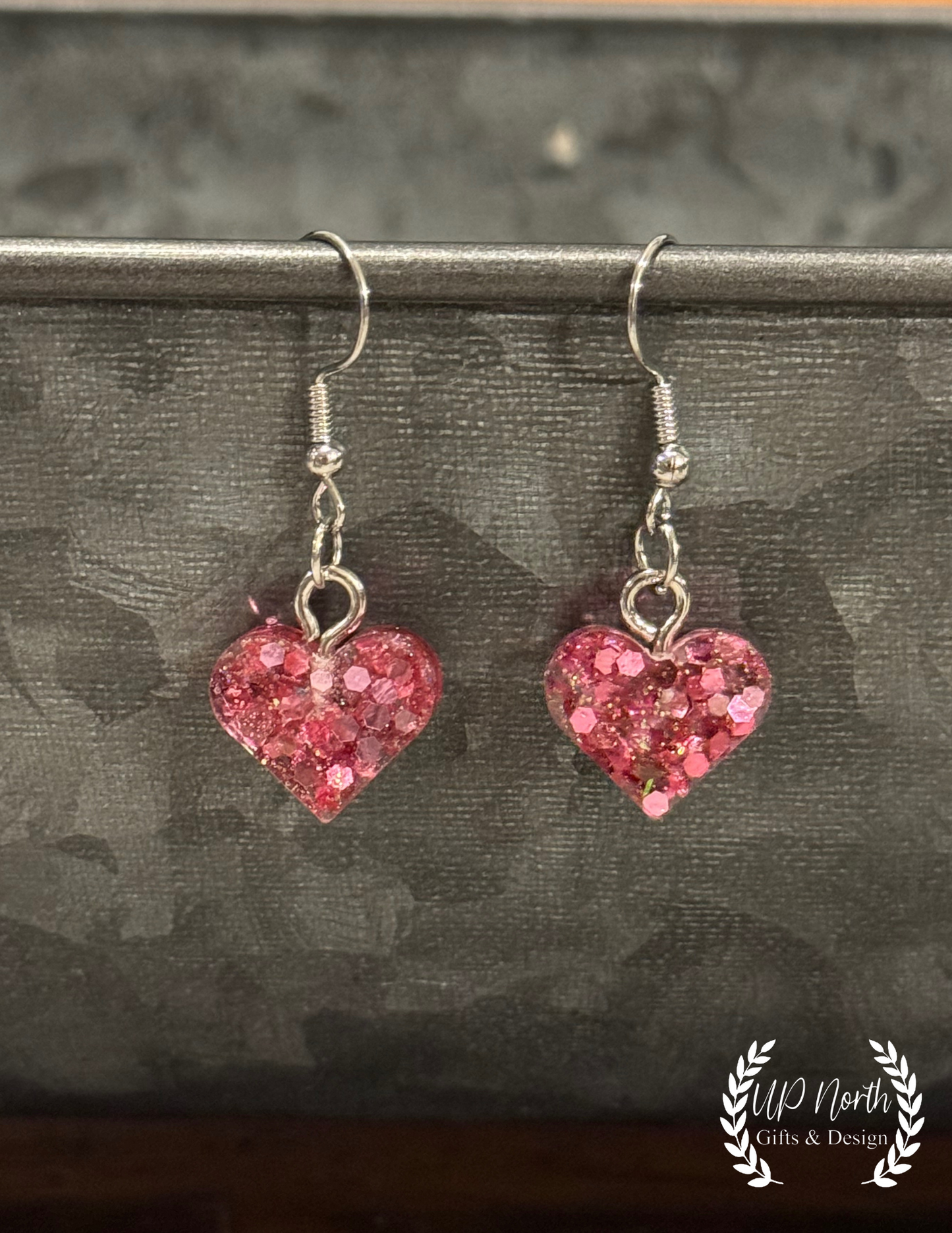 Glitter Heart Dangle Earrings