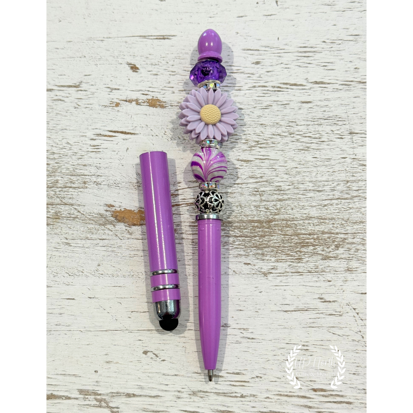 Purple Sunflower Themed Gift Set with Stylus Pen, Twist-Style Pen and Keychain