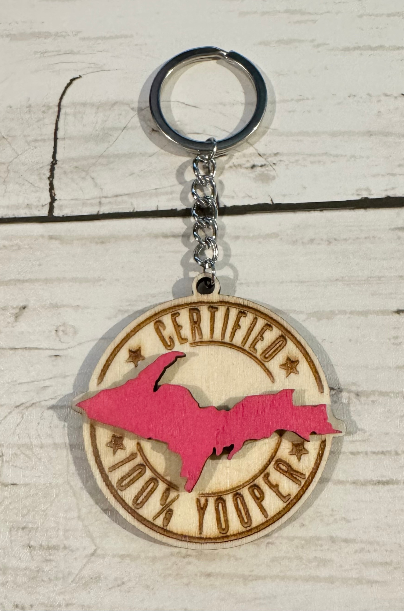 Certified Yooper Wooden Keychain