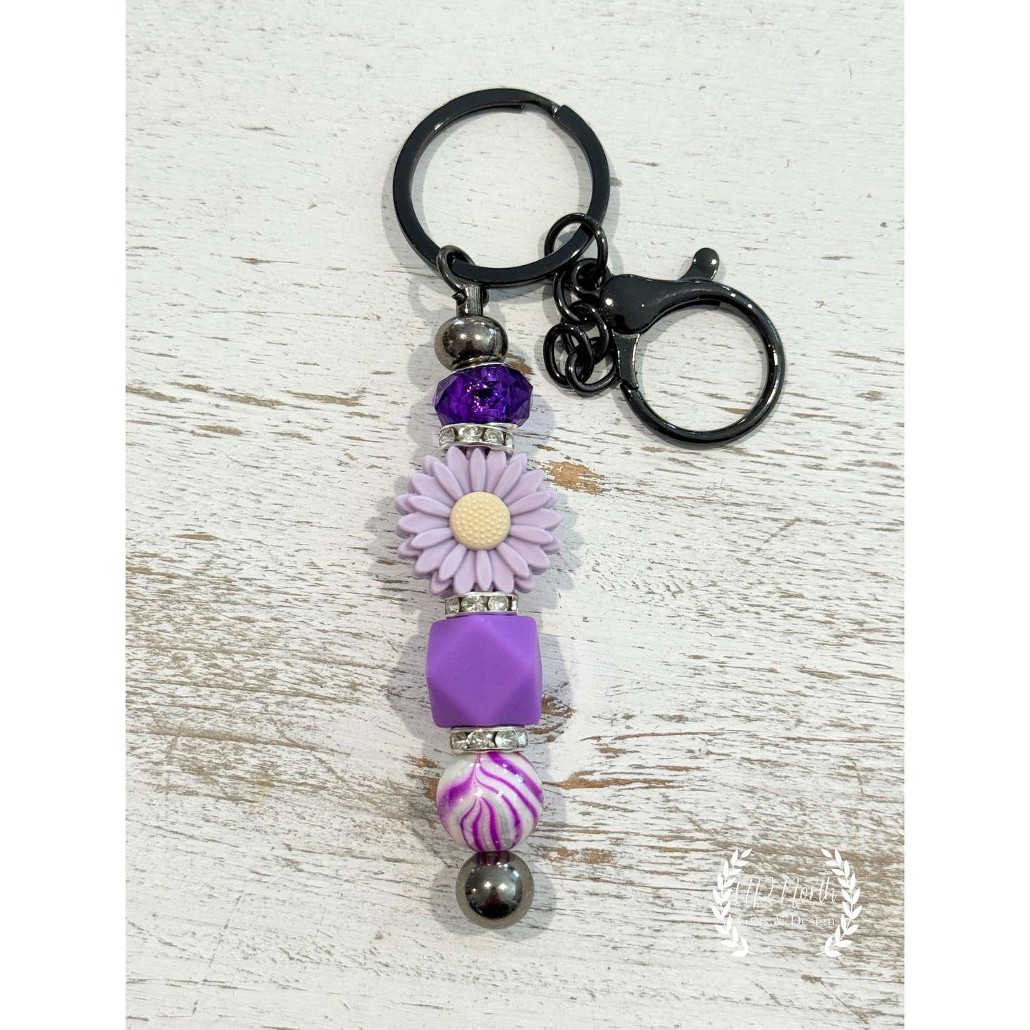 Purple Sunflower Themed Gift Set with Stylus Pen, Twist-Style Pen and Keychain