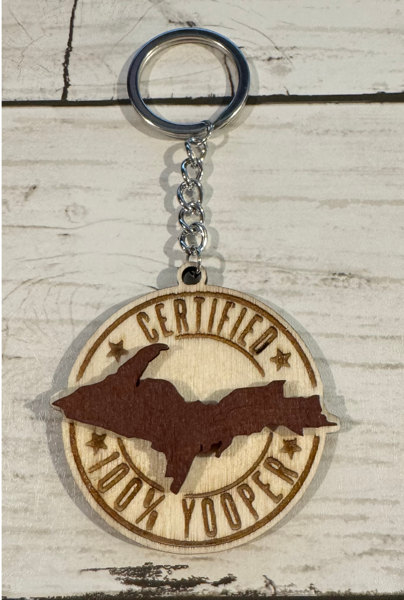 Certified Yooper Wooden Keychain