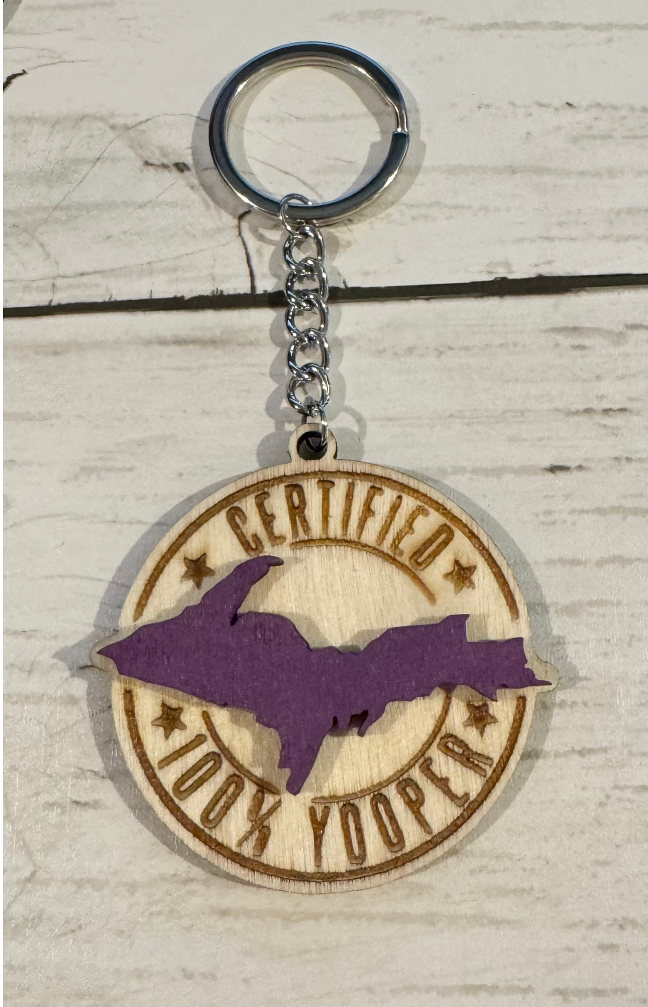 Certified Yooper Wooden Keychain