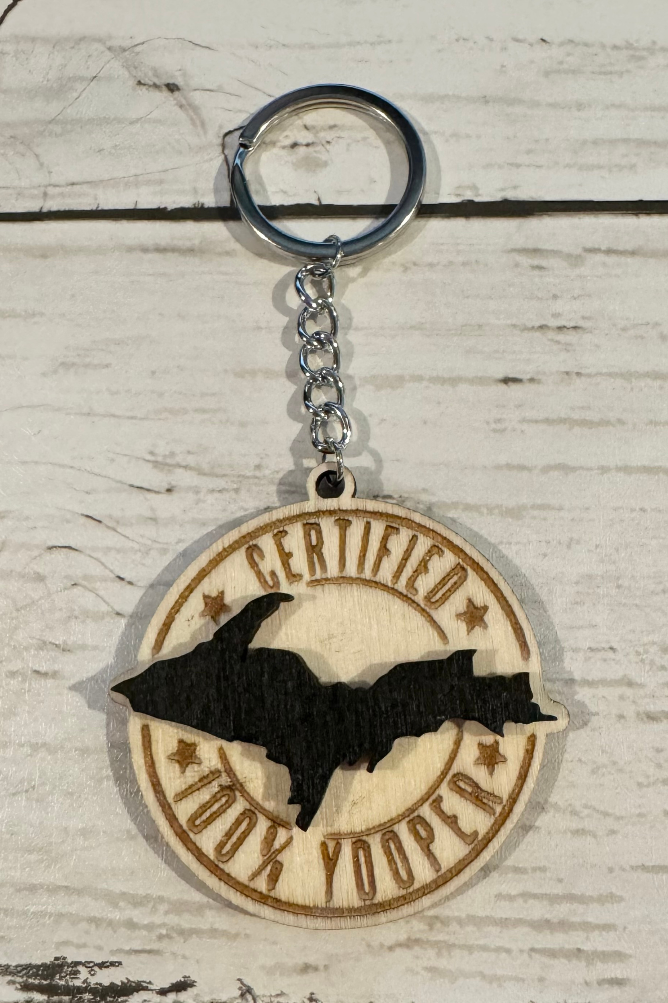 Certified Yooper Wooden Keychain