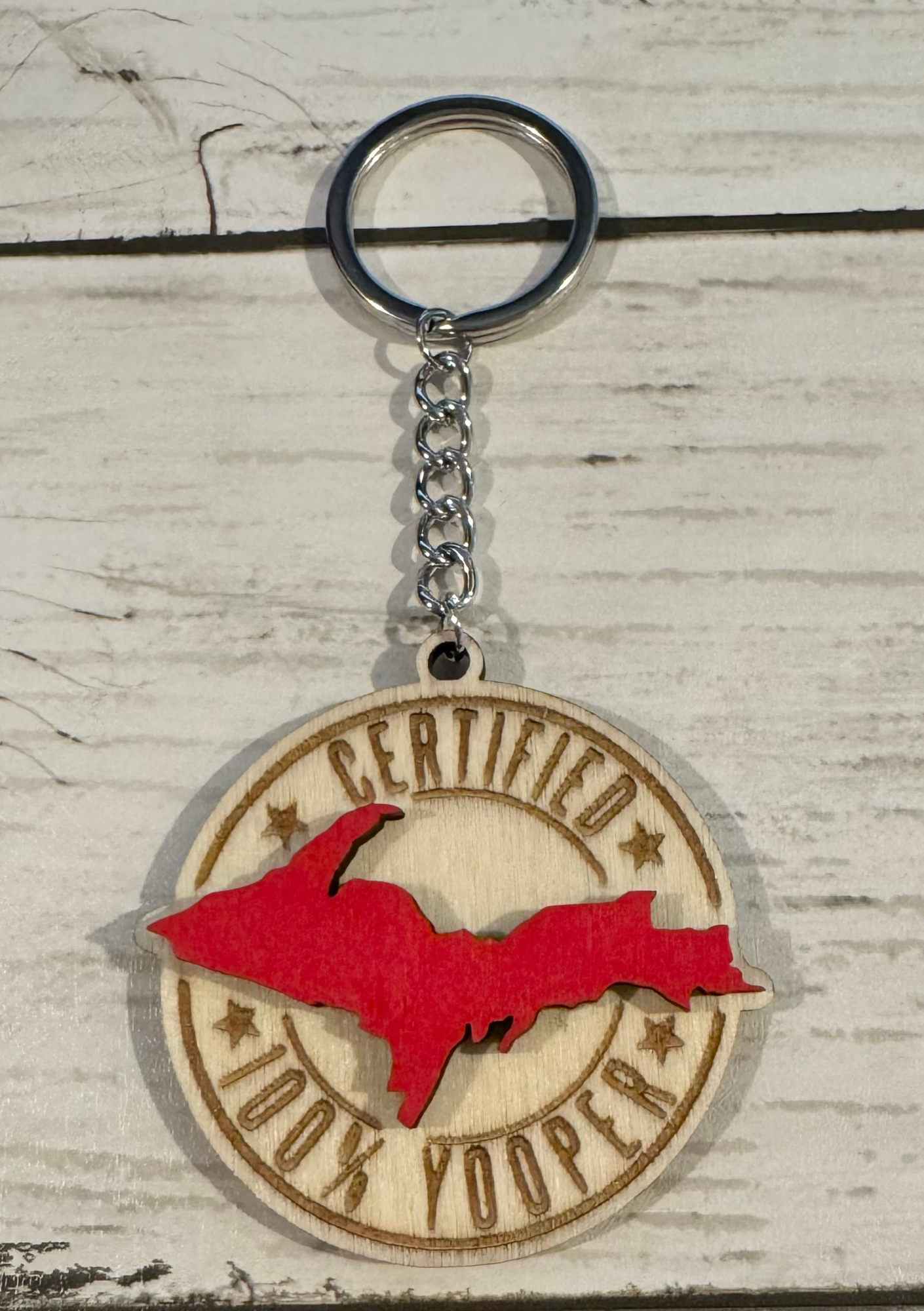 Certified Yooper Wooden Keychain