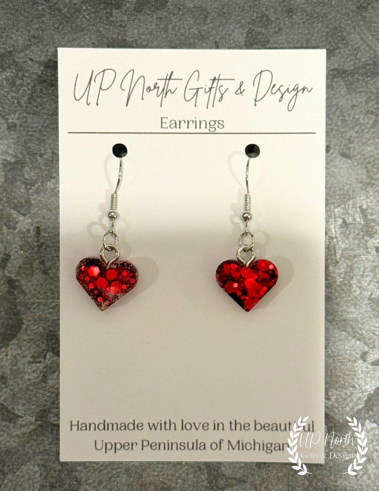 Glitter Heart Dangle Earrings