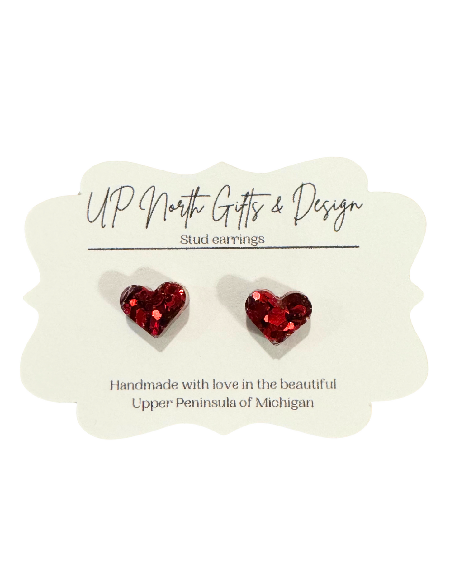 Glitter Heart Stud Earrings