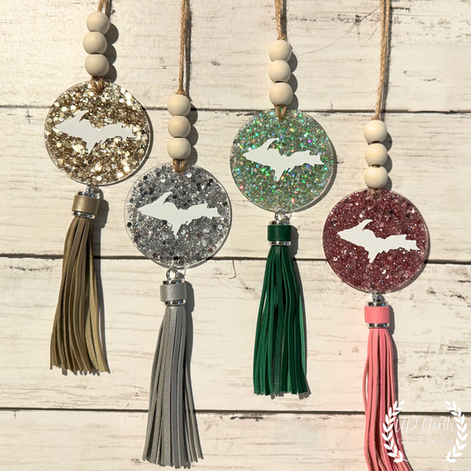 Glitter U.P. Rearview Mirror Hanger With Tassel