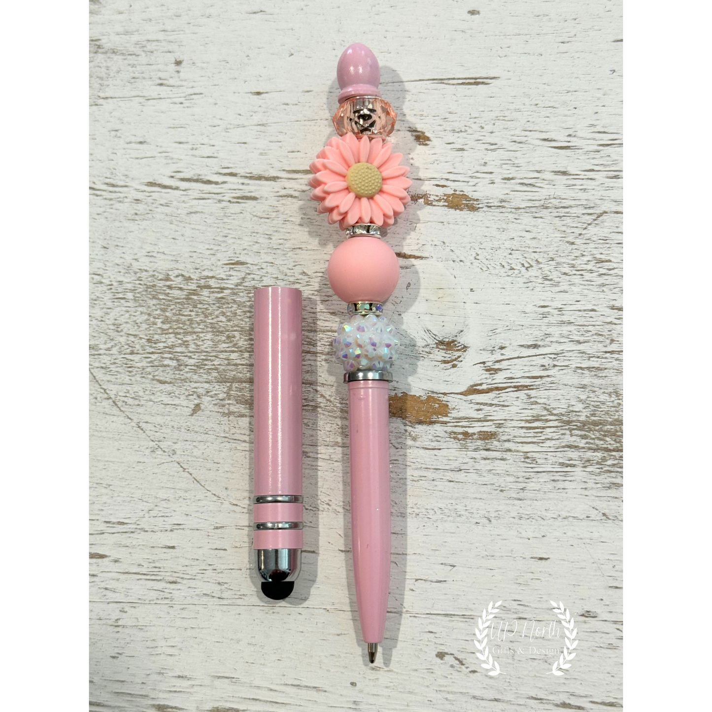 Pink Sunflower Gift Set With Pen, Stylus and Keychain