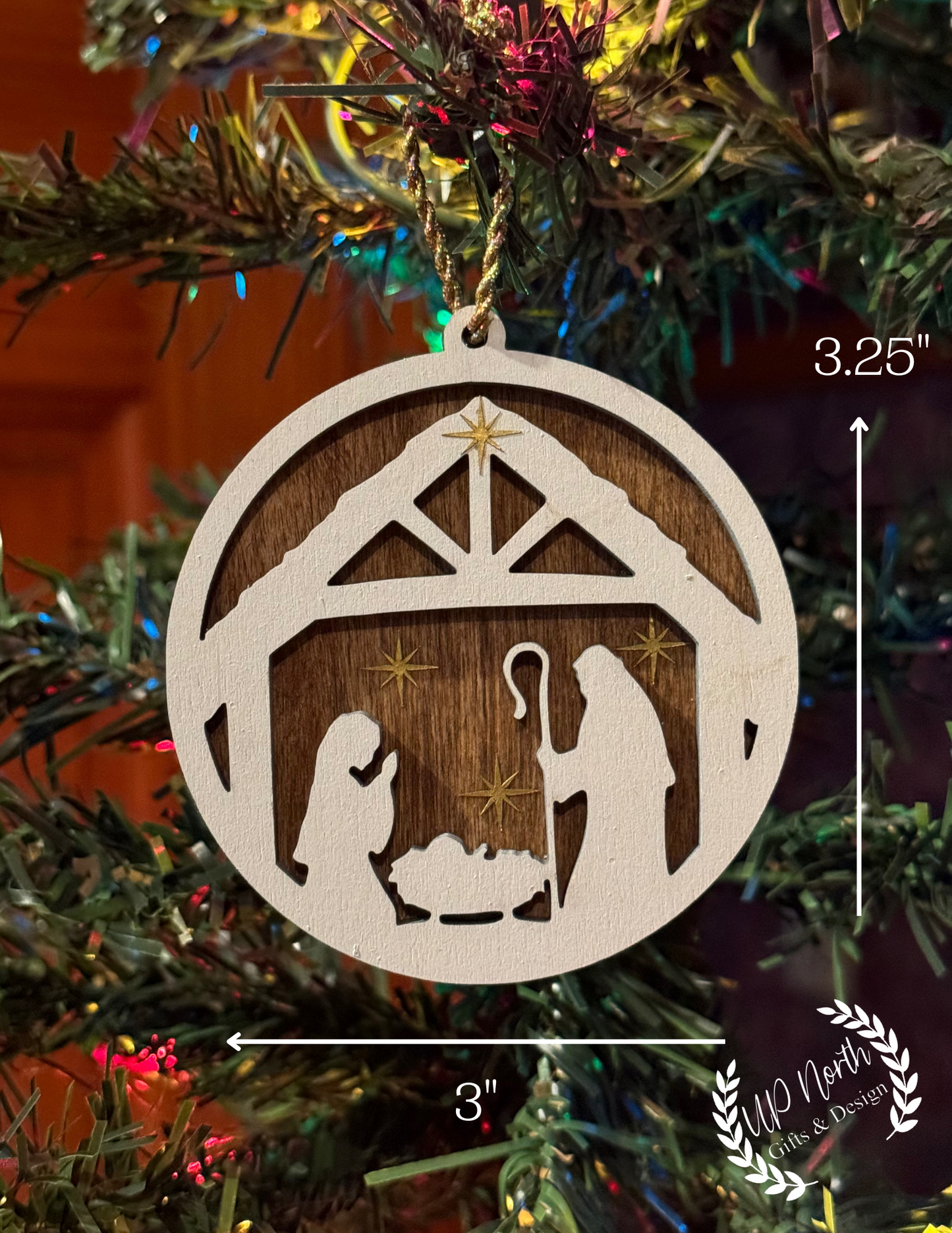 Wooden Layered Nativity Scene Ornament