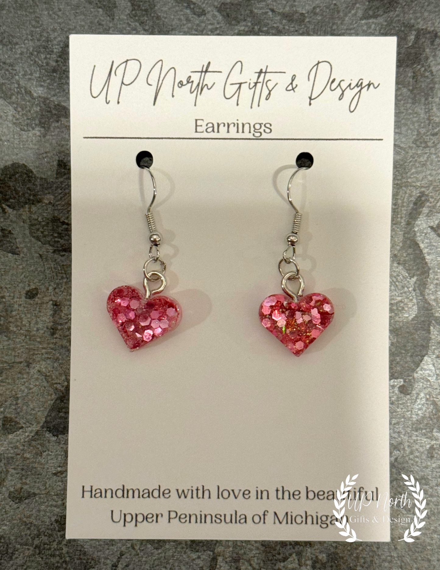 Glitter Heart Dangle Earrings