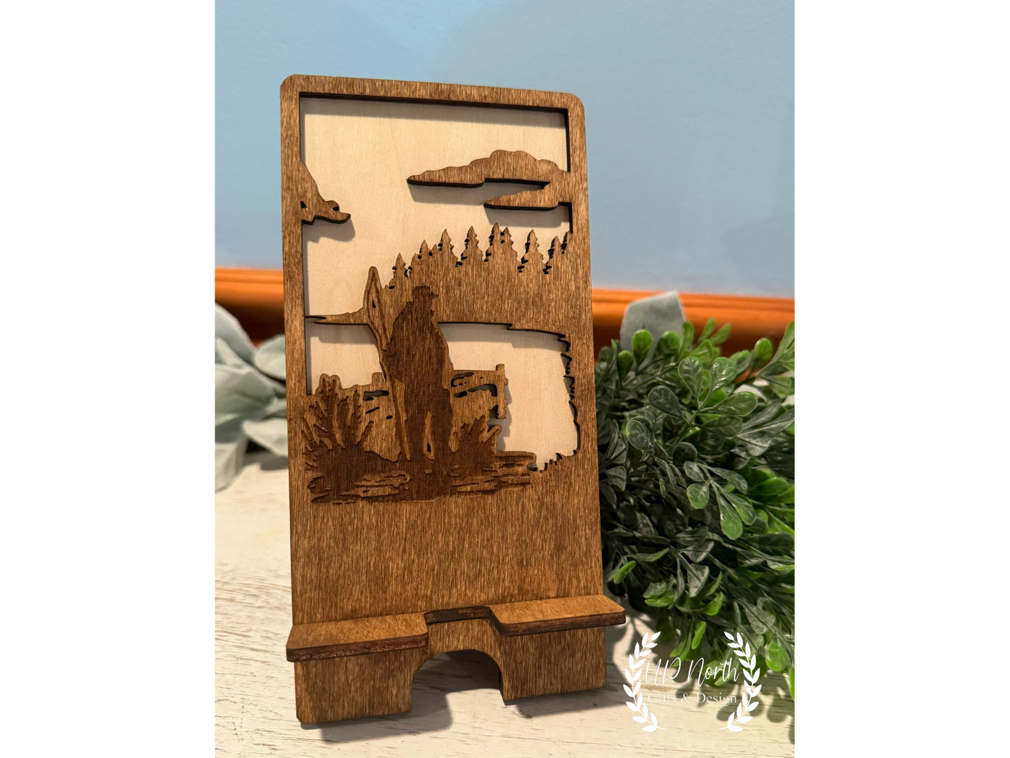 Fishing Themed Wooden Phone Stand