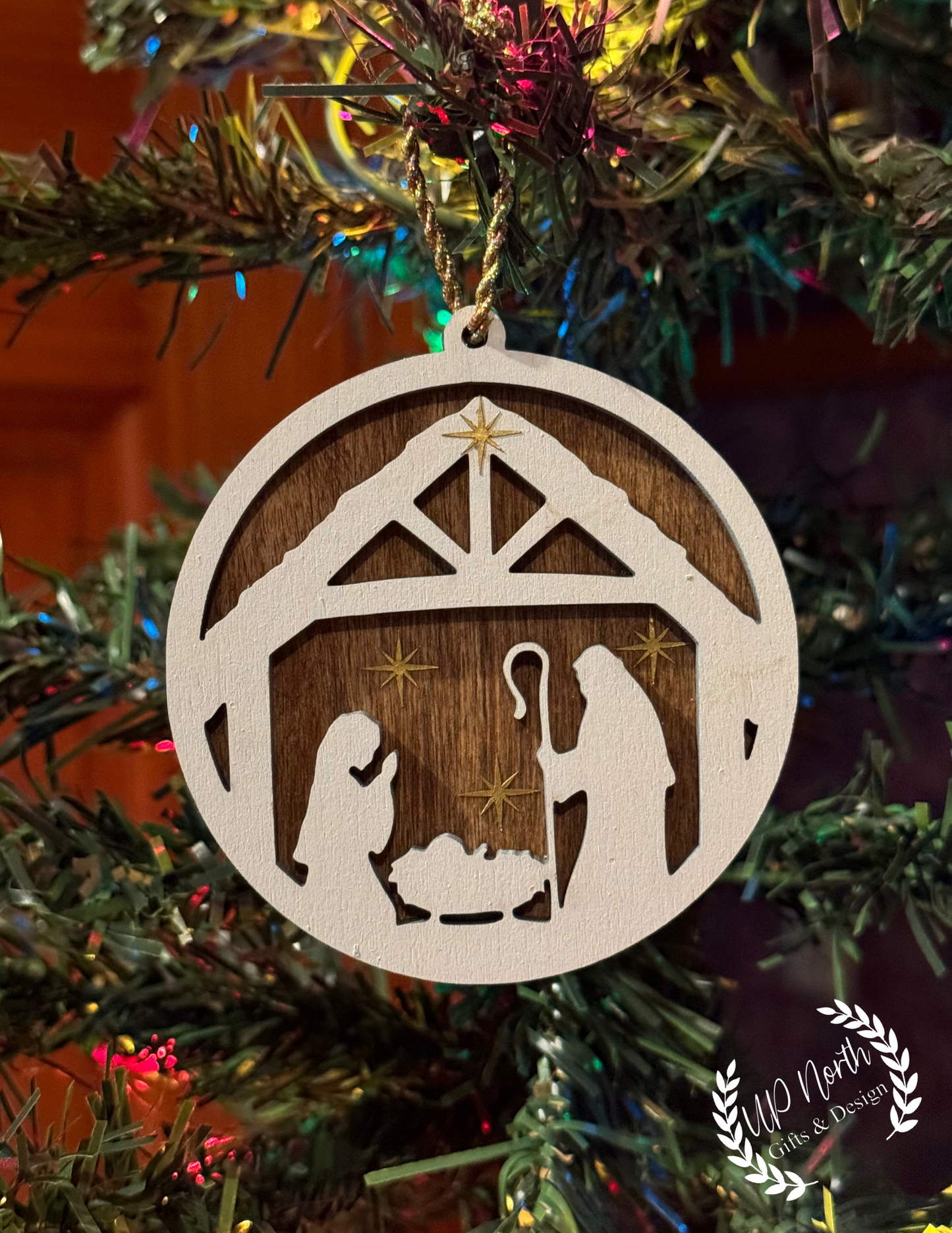 Wooden Layered Nativity Scene Ornament