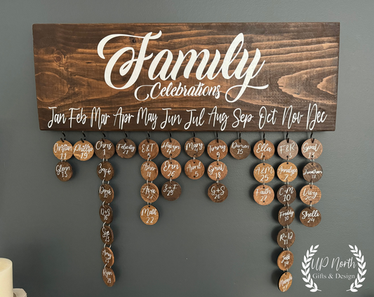 Wooden Family Celebrations Sign