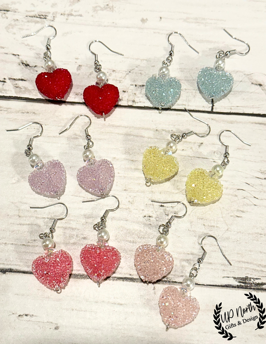 Sugar Crystal Heart Earrings