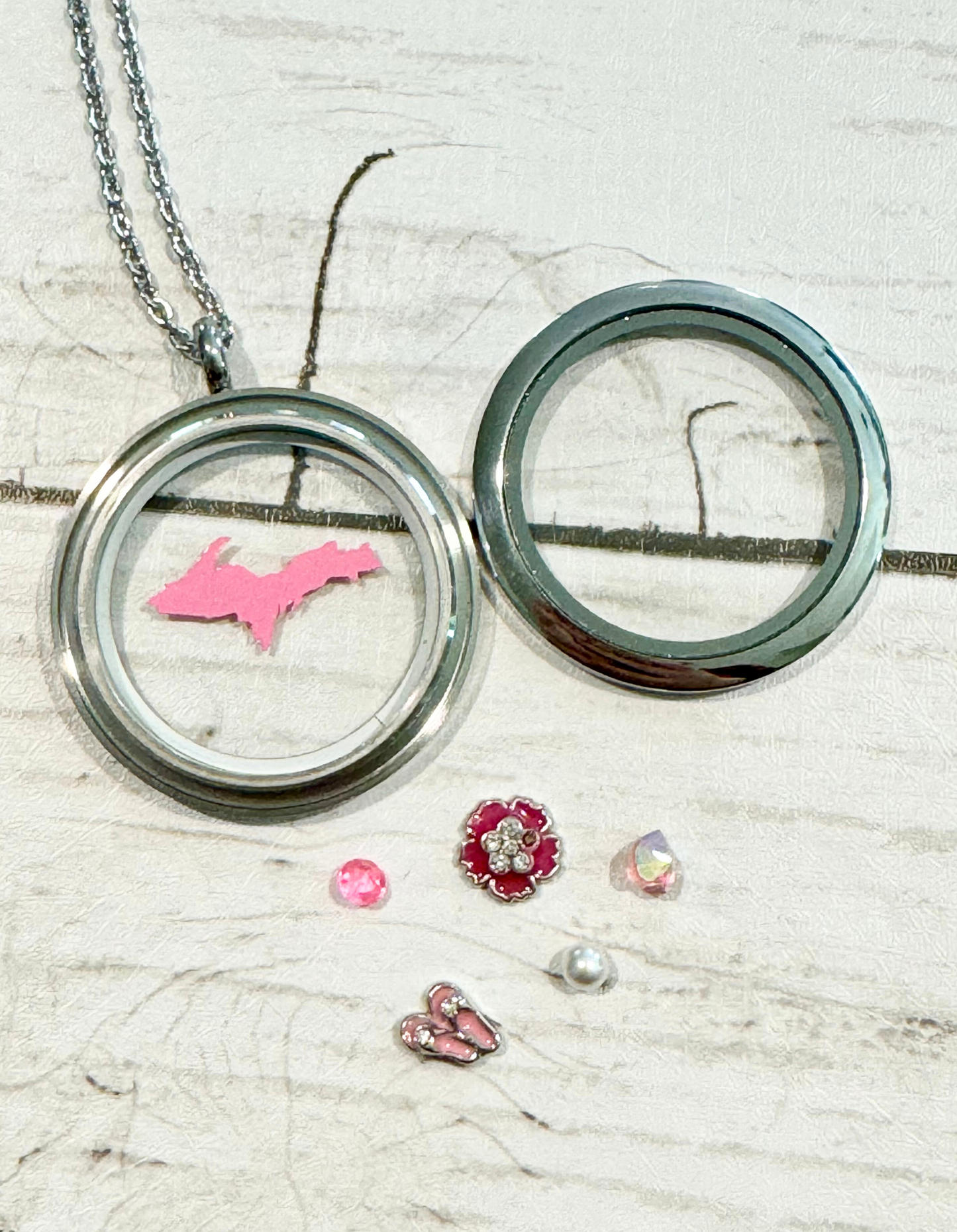 U.P. Stainless Steel Pink Locket With Metal Charms