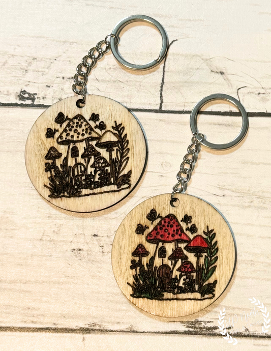 Woodend Engraved Mushroom Keychain Gift