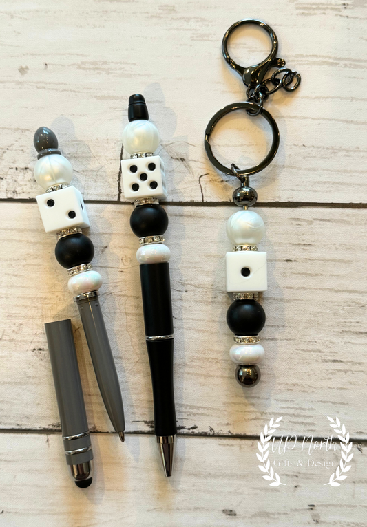 Dice Themed Gift Set, Keychain, Stylus and Stylus Pen Set