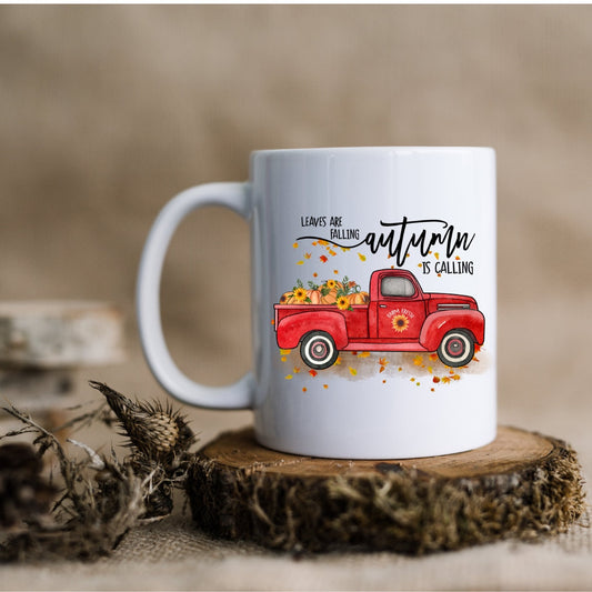 Cozy Fall Red Truck Mug