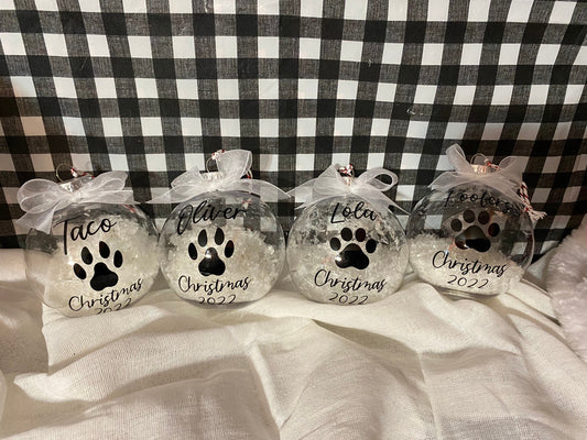 Pet Pawprint Ornaments Customizable Year Paw Ornaments