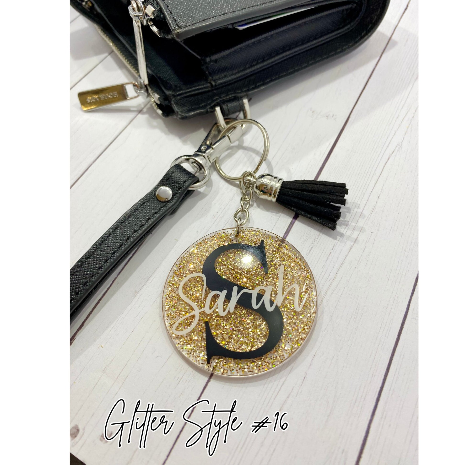 Custom Resin Glitter Monogram Name Keychain With Tassel, Backpack Tag, Name Tag, Lanyard Tag, Personalized,Customizable,Gift,Bridesmaid Gift