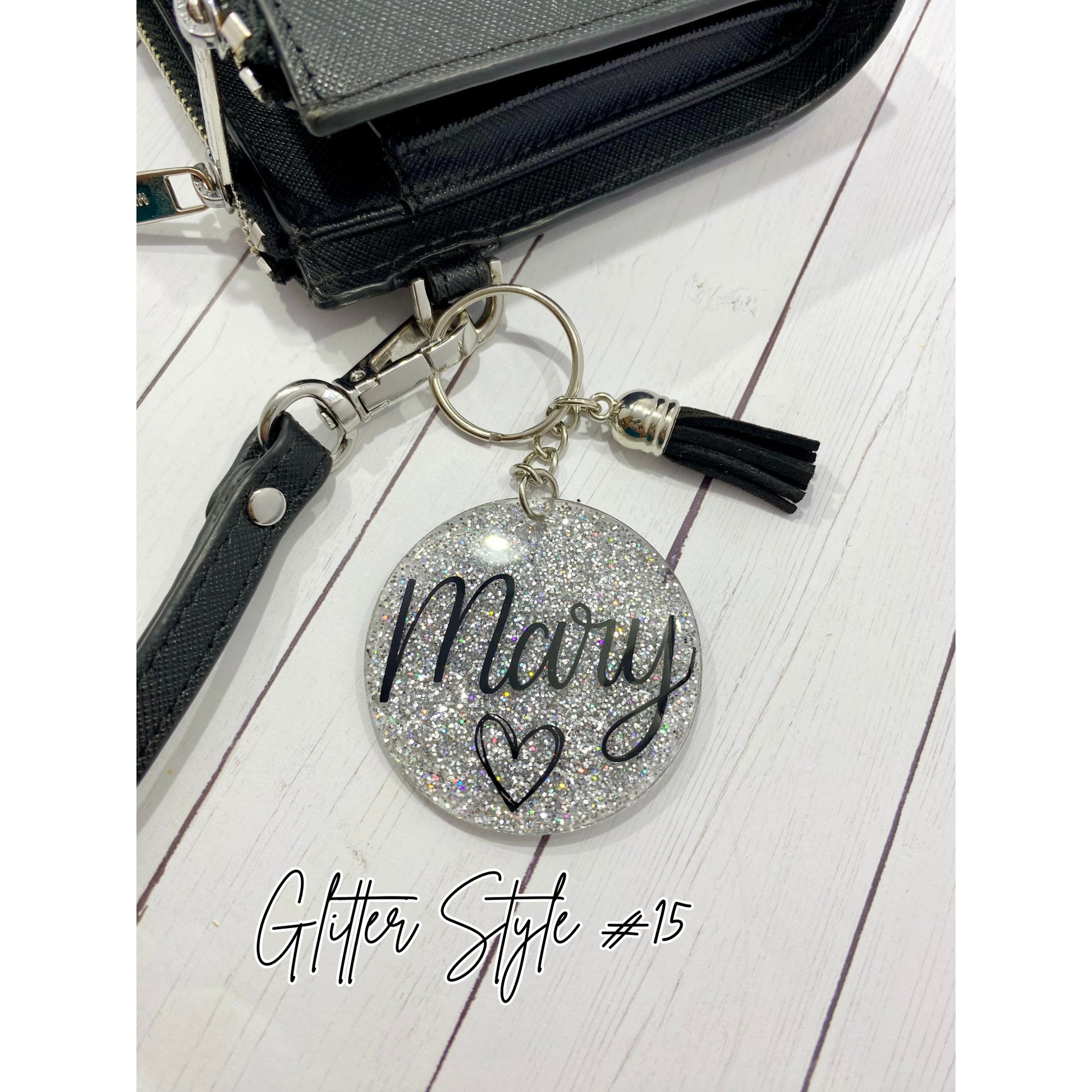 Custom Resin Glitter Monogram Name Keychain With Tassel, Backpack Tag, Name Tag, Lanyard Tag, Personalized,Customizable,Gift,Bridesmaid Gift