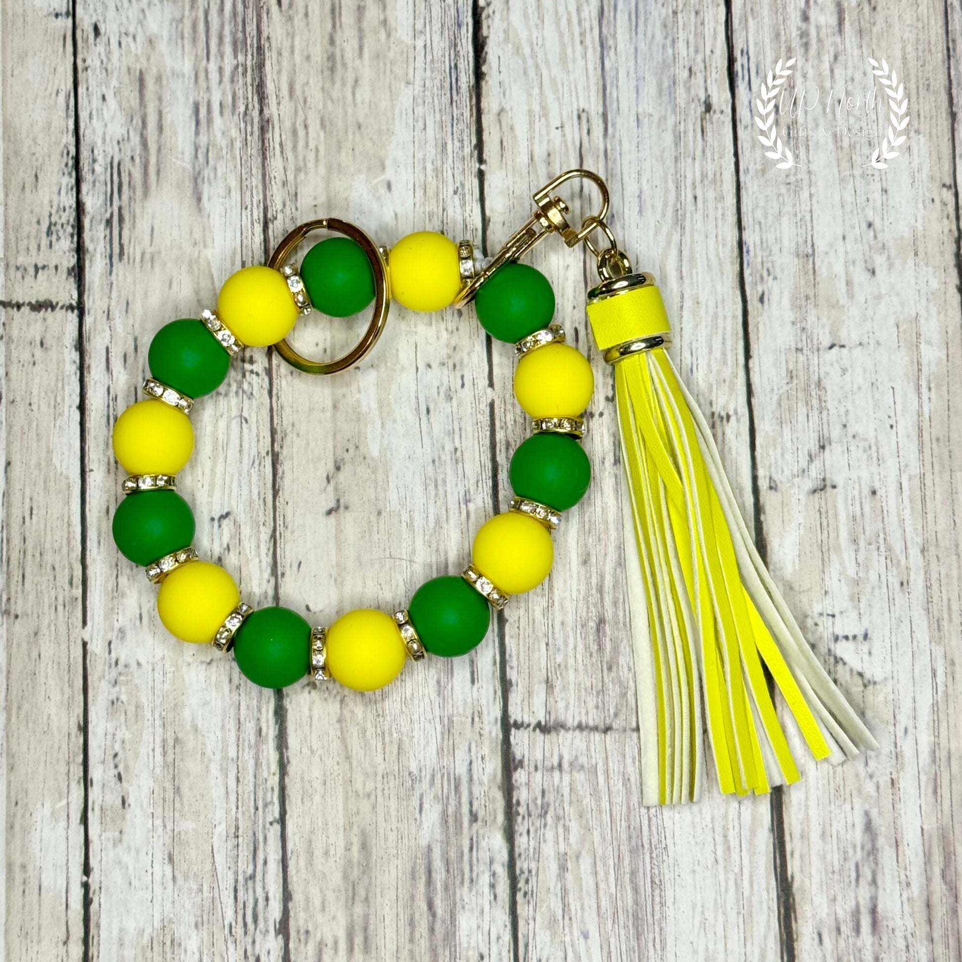 Silicone Bead Stretchy Sparkly Wristlet with Tassel Stretchy Pretty School Colors Team Colors Packers Colors