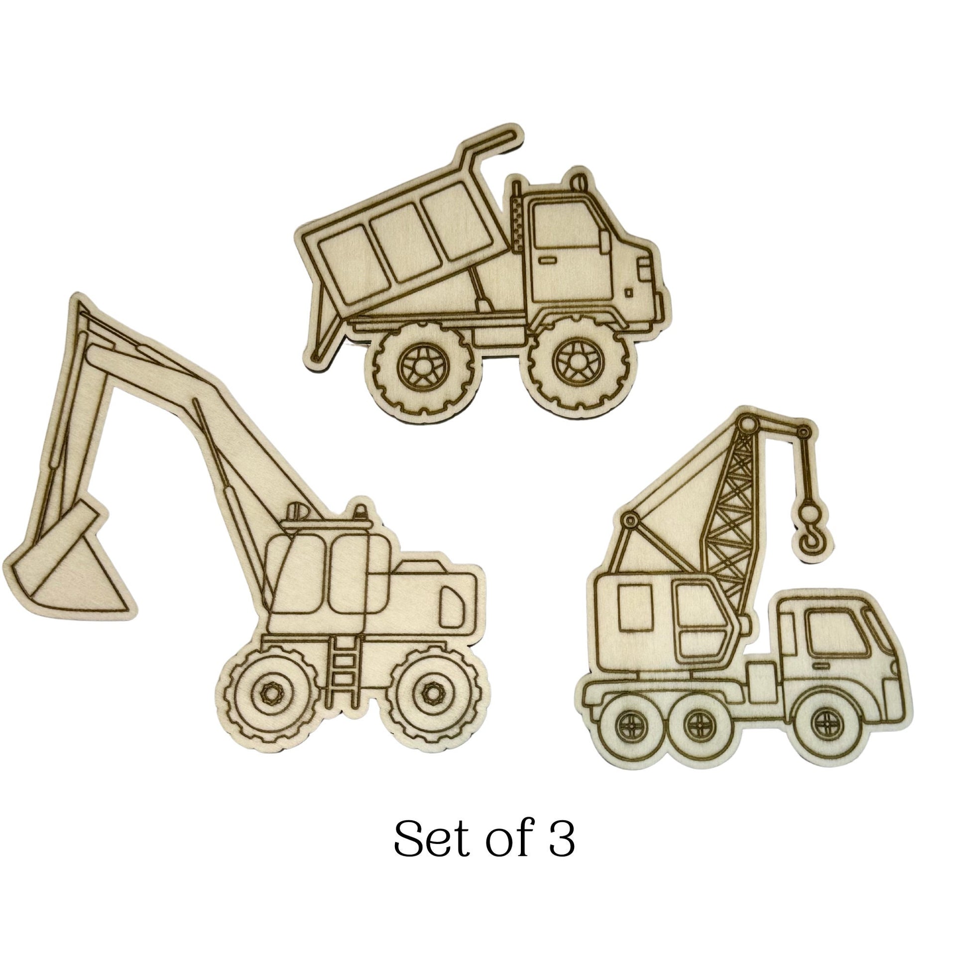 Boys DIY Wood Construction Vehicle Coloring Kit, Excavator & Dump Truck Paint Set, Teacher Coloring Set, Boy Gift Washable Paint