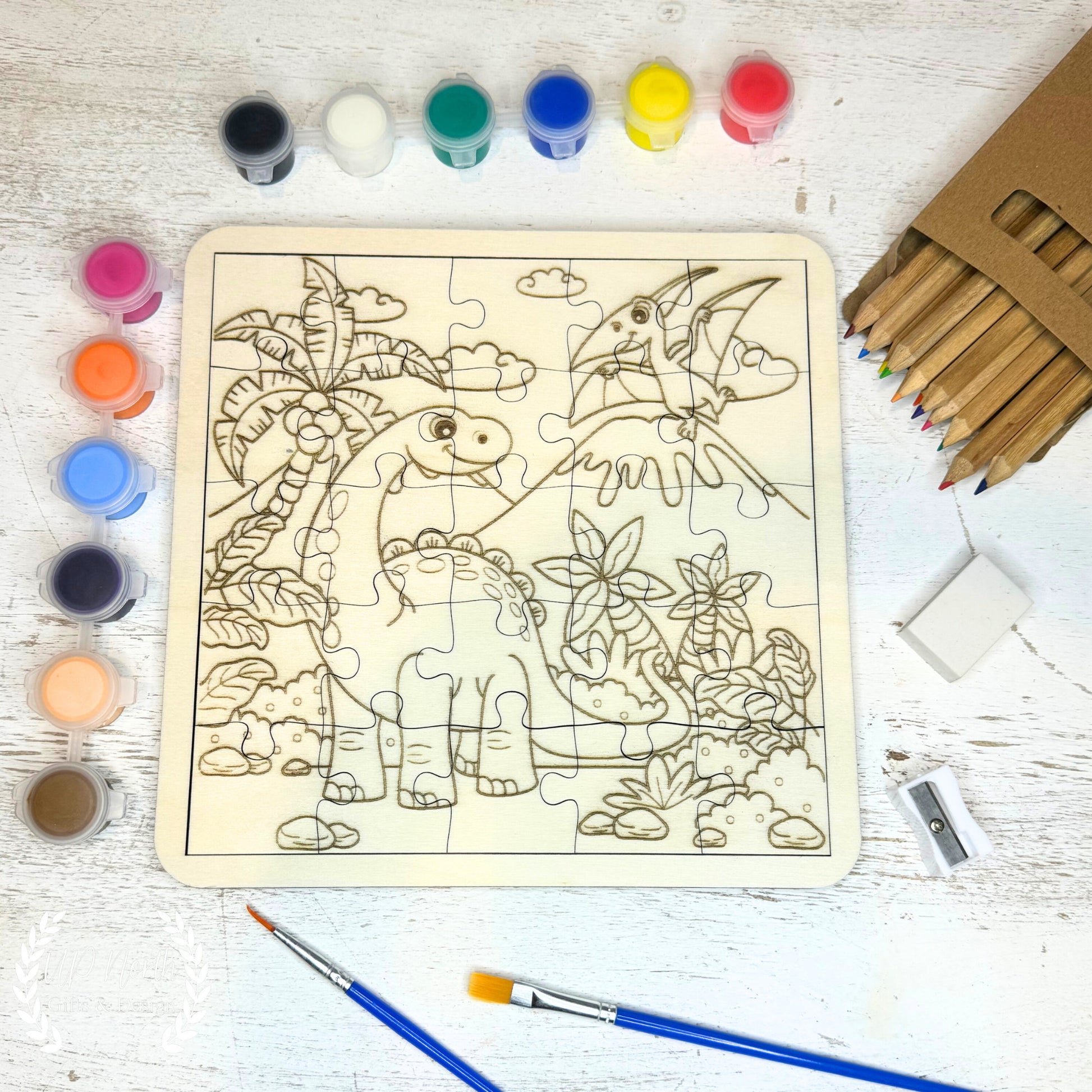 Dinosaur Painting Boys DIY Puzzle Kit, Boys DIY Kit, Boys painting kit, boys gift, Dinosaur DIY kit, Boys dinosaur party favors