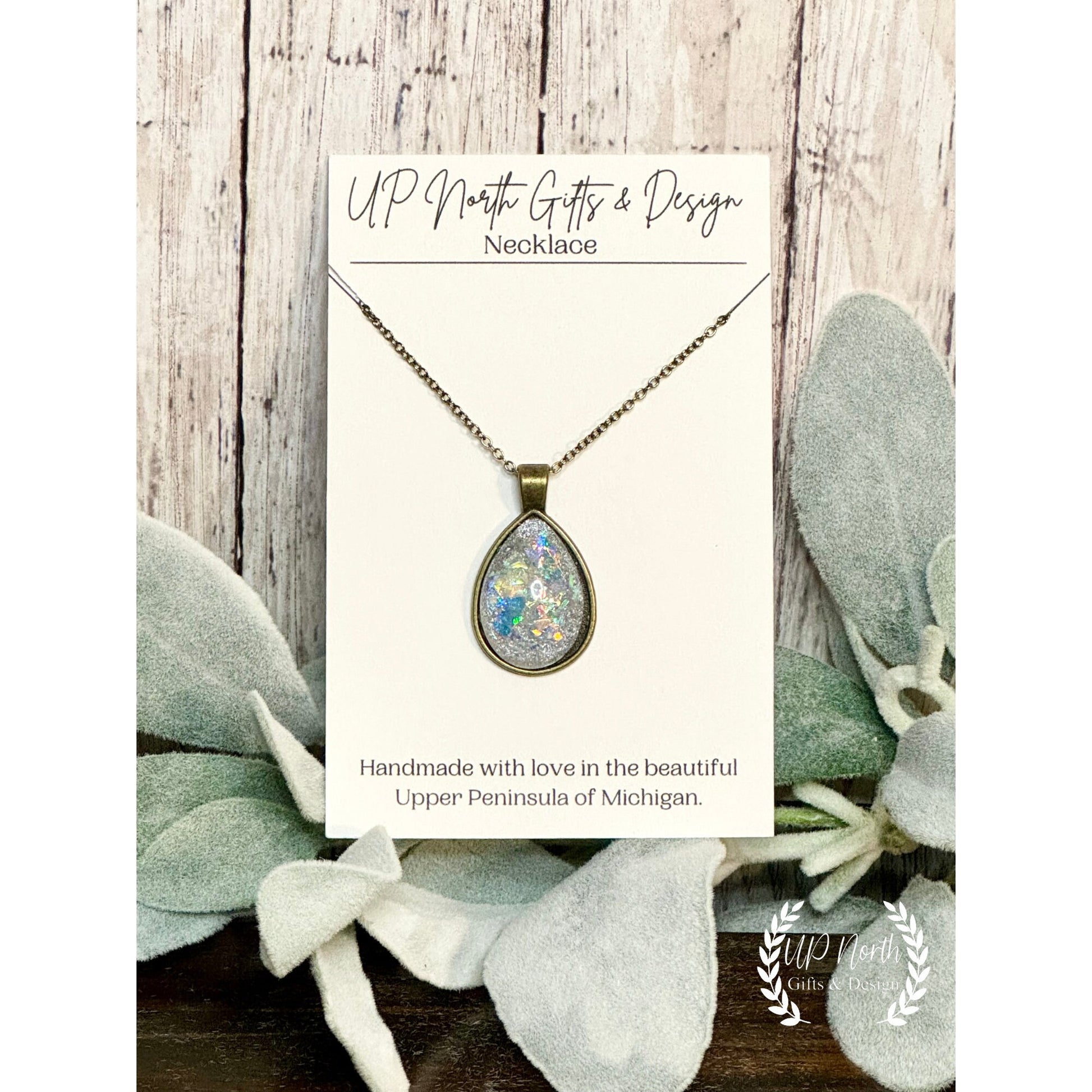 Vintage Style Faux Opal Teardrop Necklace with Bonze Chain Vintage Necklace Vintage JewelryStyle Unique Jewelry