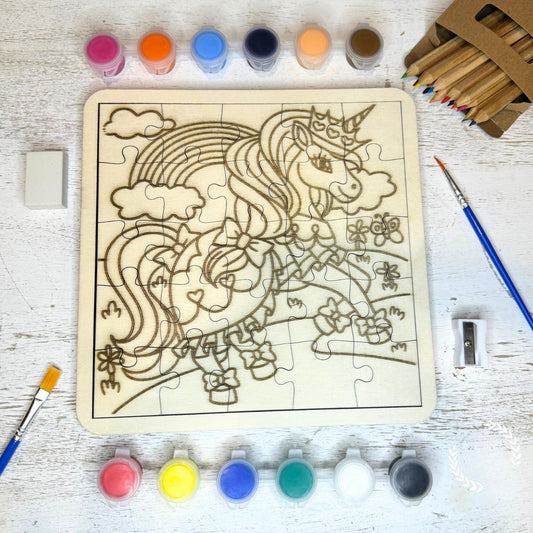 Unicorn Painting Girls DIY Puzzle Kit, Girls DIY Kit, Girls painting kit, Girls gift, Unicorn DIY kit, Girls unicorn party favors