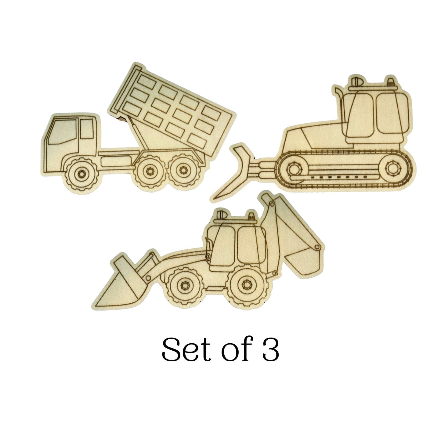 Boys DIY Wood Construction Vehicle Coloring Kit, Backhoe & Dump Truck Paint Set, Teacher Coloring Set, Boy Gift Washable Paint