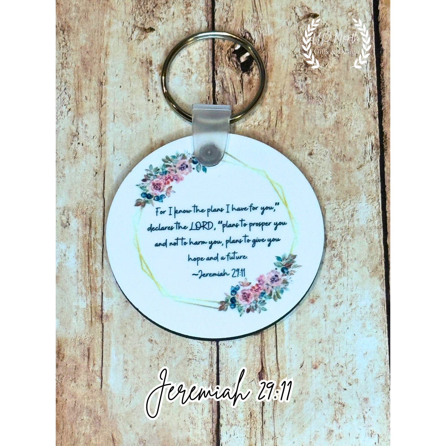 Floral Bible Verse Keychains with Keyring, Bible Verse Keychain, Christian Gift, Religious Gift, Christian Keychain, Religious Keychain