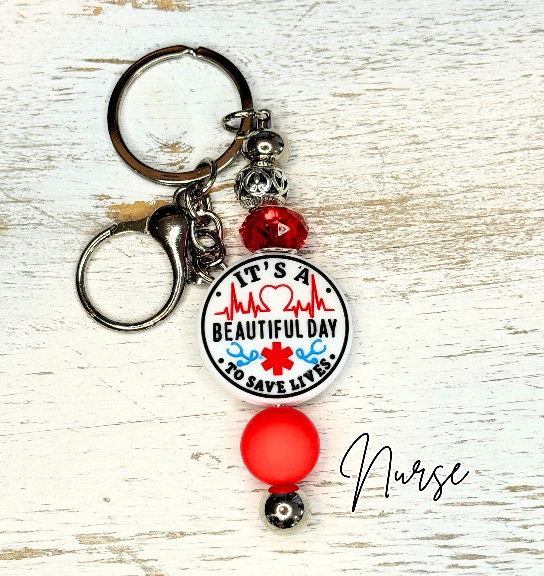 Beaded Keychain, Keychain Gift, Dog Mom, Cat Mom, Nurse Gift, Keychain Funny Keychain