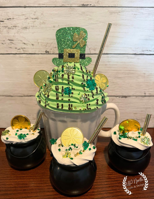 St. Patrick's Day Fake Bake Cupcake Table and Shelf Decor