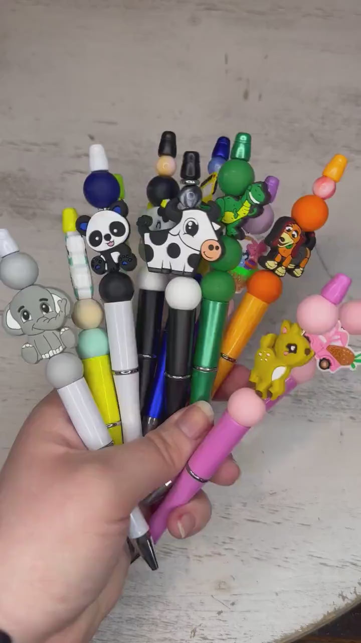 Silicone Beaded Pen, Kids School Supplies, Decorative Ink Pen, Unique Writing Gift, Baby Shower Prizes, Easter Basket Stuffers