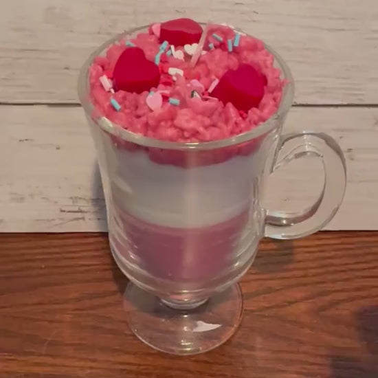 Raspberry Cheesecake Themed Unscented Fake Bake Candle