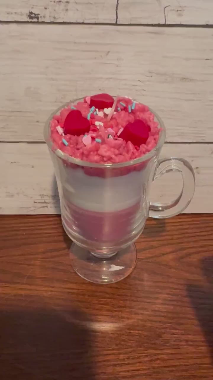 Raspberry Cheesecake Themed Unscented Fake Bake Candle